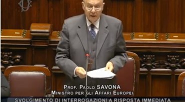 Question time, ministro Savona su quadro finanziario pluriennale