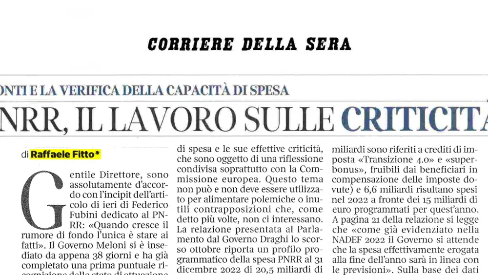 PNRR, il lavoro sulle criticità PNRR, il lavoro sulle criticità