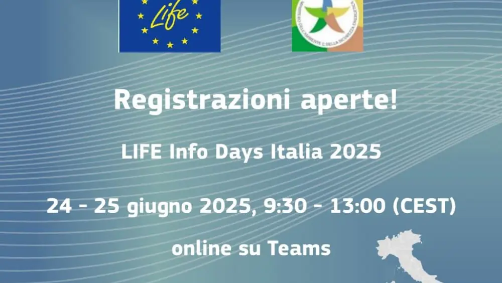 LIFE Info Days Italia 2025: due giornate online per conoscere le opportunità del Programma UE per l’ambiente e il clima LIFE Info Days Italia 2025: due giornate online per conoscere le opportunità del Programma UE per l’ambiente e il clima